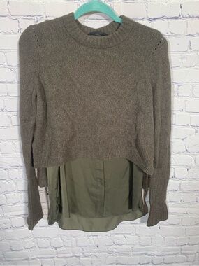 AllSaints Womens Tierney Layered Look Sweater Brown Green Sz S Military Casual